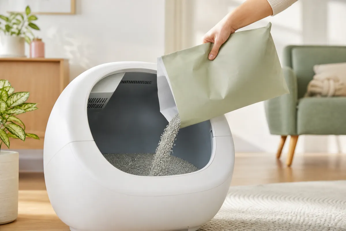 Litière automatique abordable dans un appartement lumineux