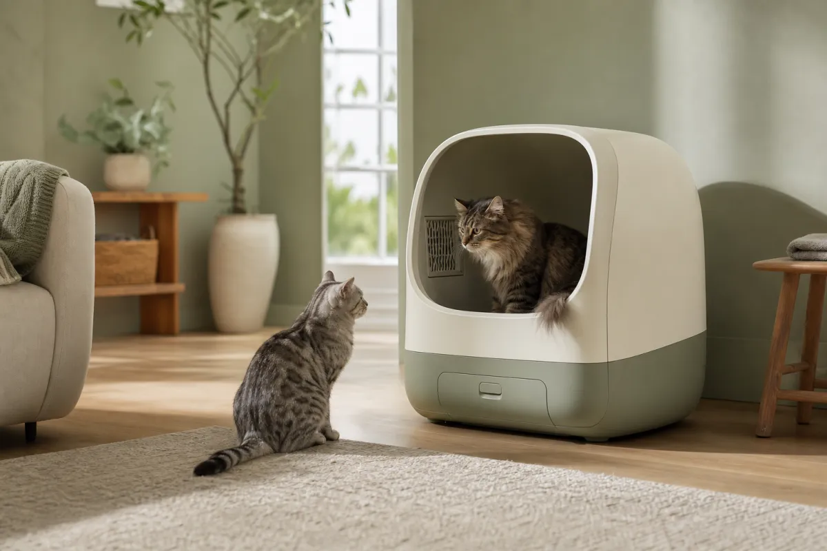 Litière automatique grande capacité avec tiroir hermétique