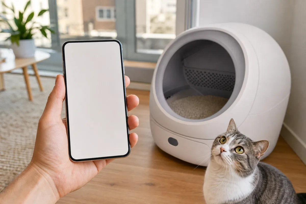 Litière connectée pilotée depuis une application mobile