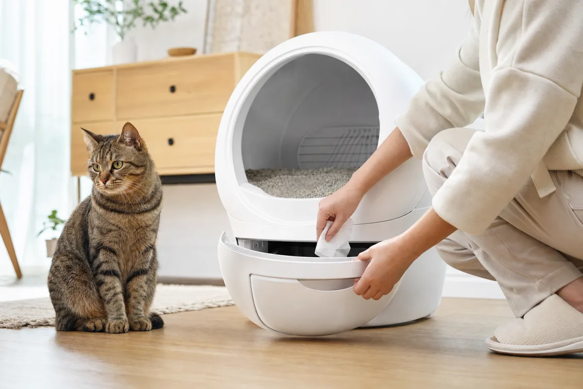 Entretien d'une litière automatique pour chat